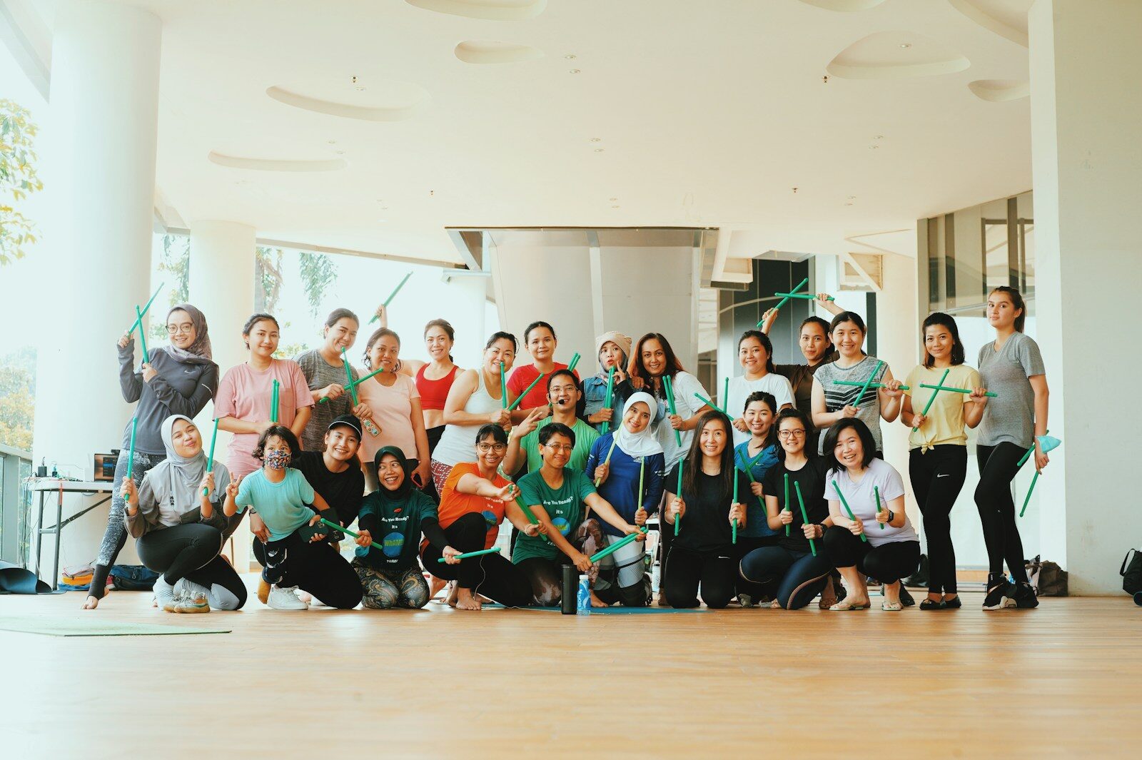 a group of people posing for a photo